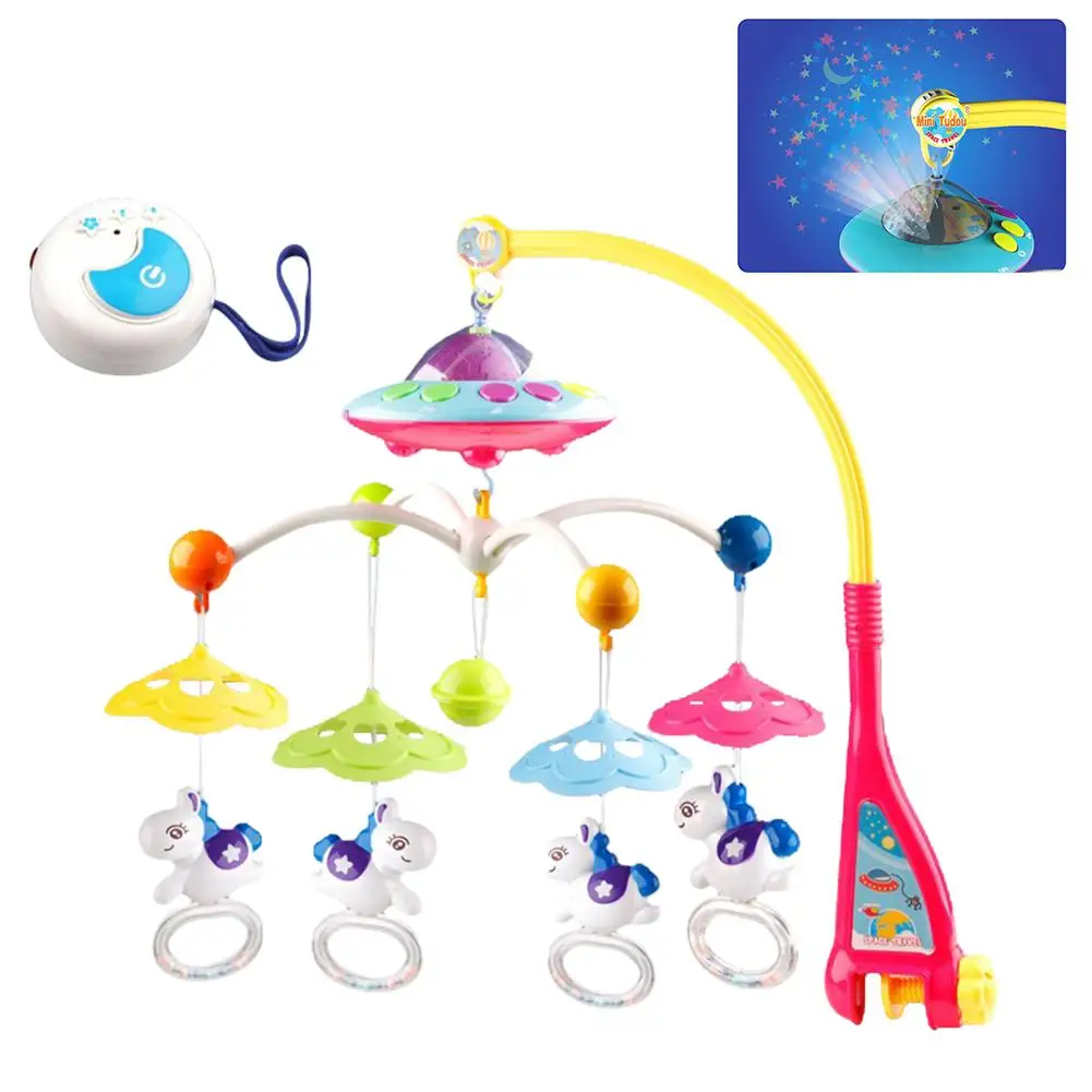 Детская кроватка музыкальная Мобильная игрушка с подсветкой Звезда проектор