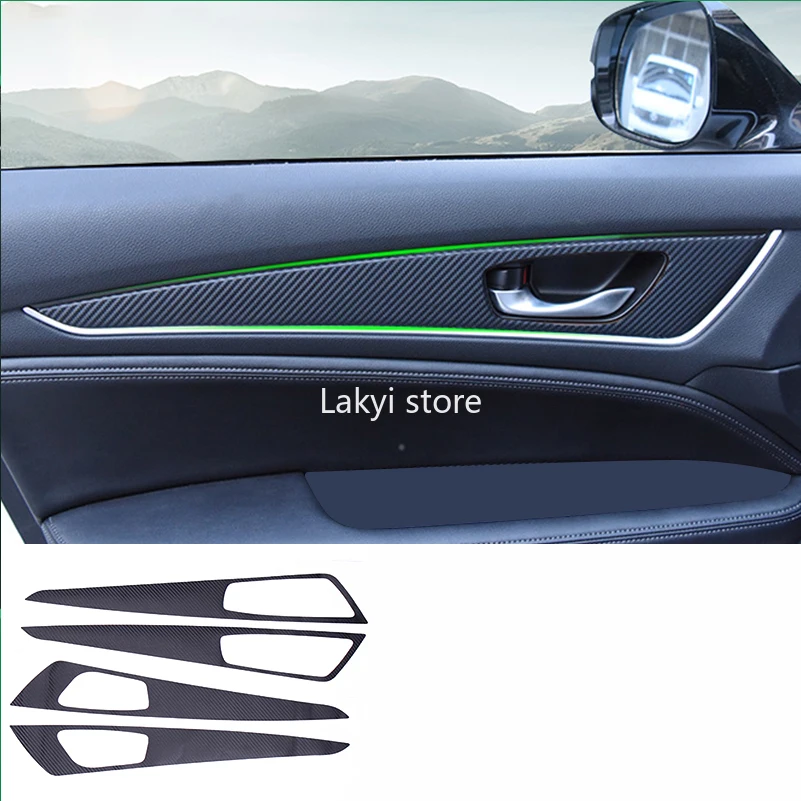 

Carbon Fiber Central Control Panel Gear Windows Lifting Panel Door Kick Panel Interior Strips Car Stickers for Honda Avancier