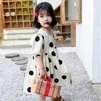 cute dots spring summer girls dress kids princess dresses organic baby children clothes puff sleeve high quality