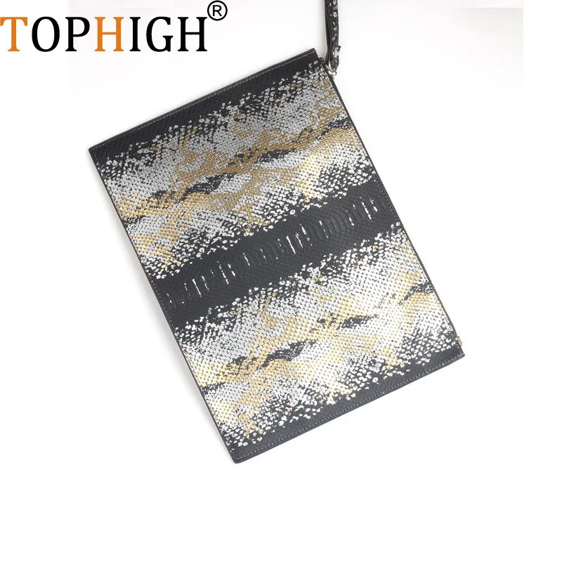 TOPHIGH клатч из питона/крокодила/страуса женские повседневные сумки для макияжа