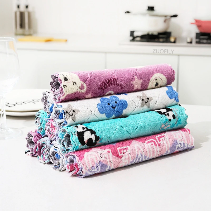 2pcs Absorbent Microfiber Kitchen Dish Cloth High-efficiency Tableware Dishcloth Tools Household Cleaning Towel Gadgets | Дом и сад