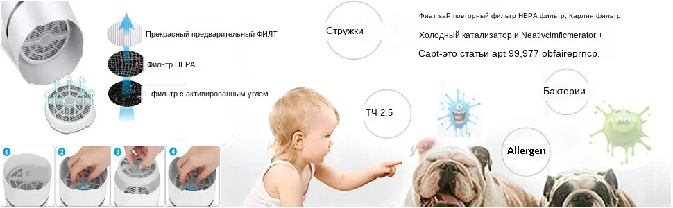 RIGOGLIOSO очиститель воздуха для дома HEPA фильтры 5 в USB кабель низкий уровень шума очиститель воздуха с ночным Светильник Настольный GL2103