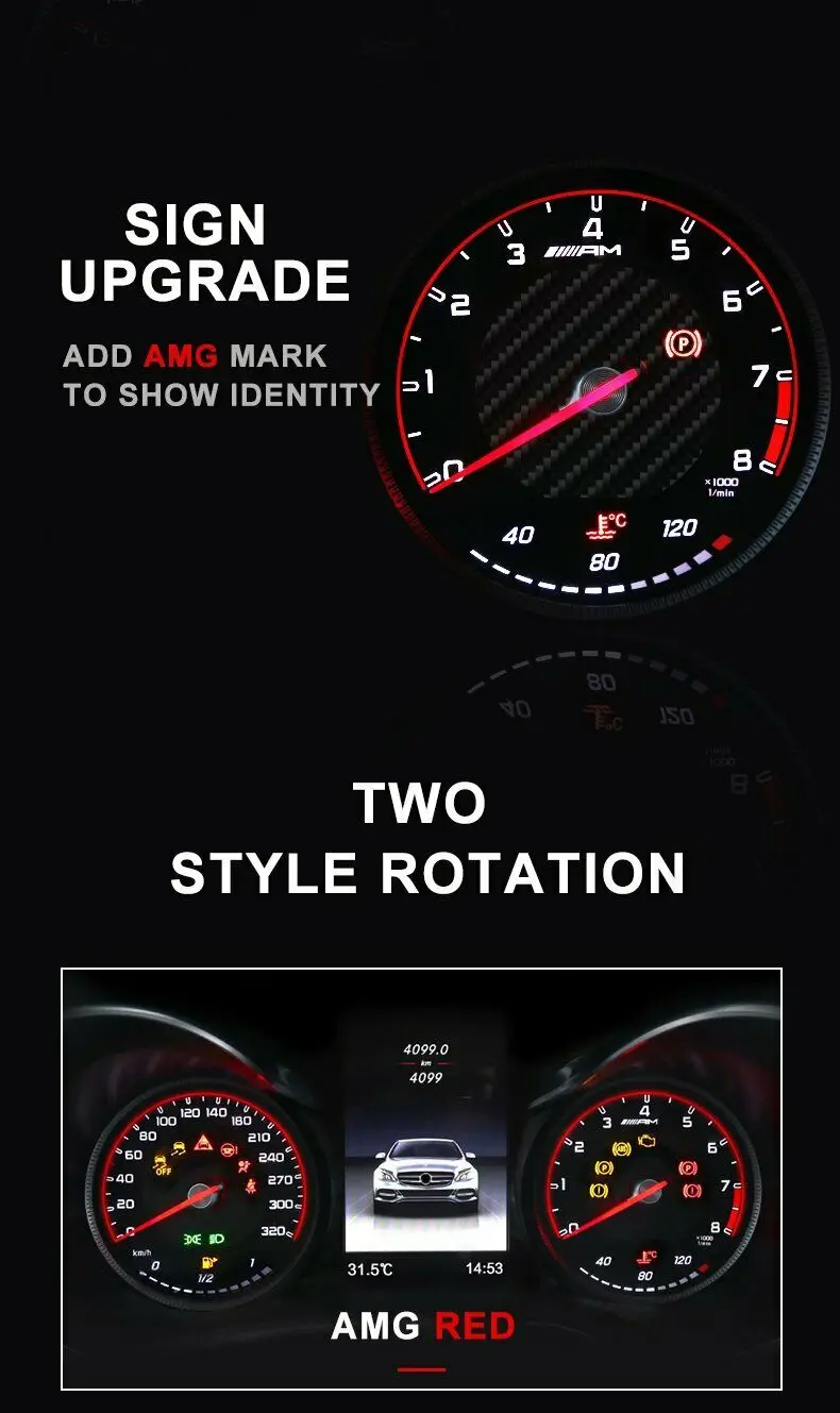 Накладка для инструментов из углеродного волокна Mercedes AMG Gauge Face C-Class C63 C200L GLC260