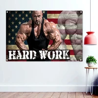 bodybuilder showing muscles wallpaper banner flag gym wall background hanging painting sport fitness workout poster tapestry