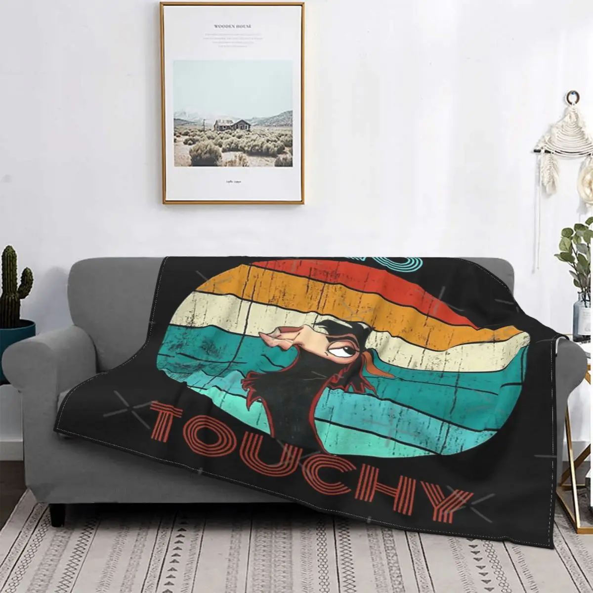 

No Touchy Funny Retro Vintage Blanket Bedspread Bed Plaid Blankets Sofa Cover Picnic Blanket Weighted Blanket