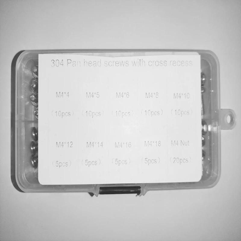 

200pcs 304 M4 box-packed screw stainless steel Pan head screws with cross recess GB818 DIN7985 ISO 7045