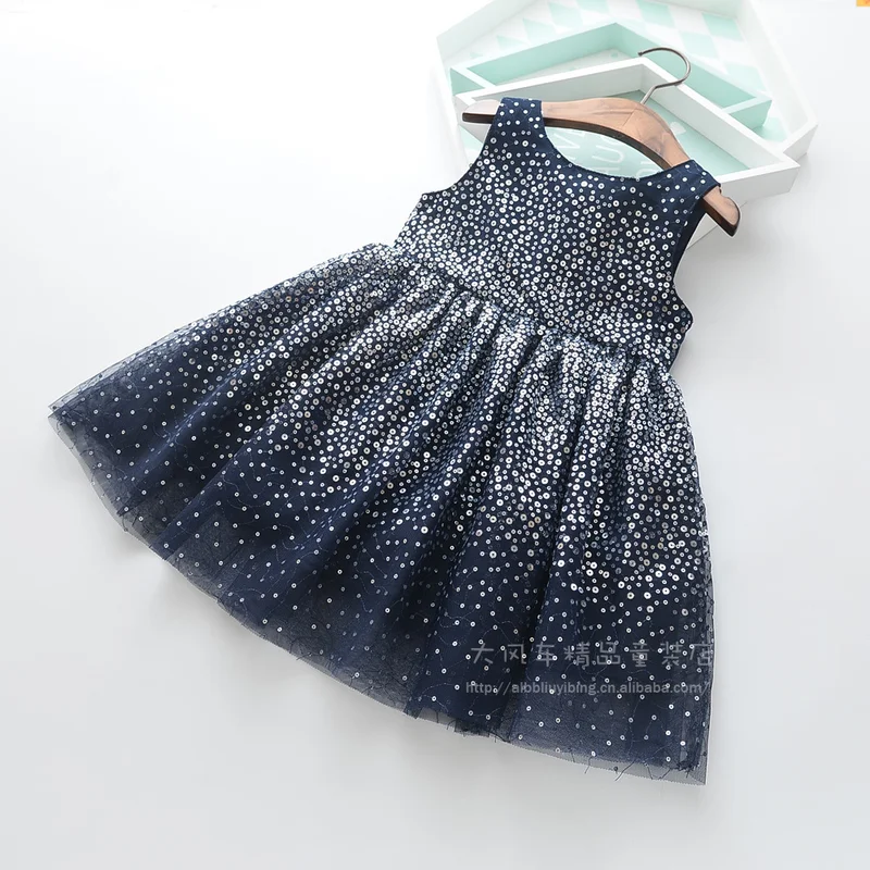 Детская Костюмы платье 2019 Лето Градиент Сетчатое с пайетками для девочек без