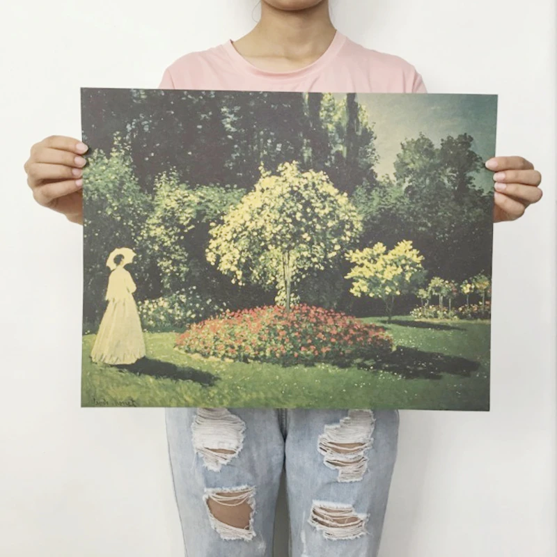 

Classic Art Oil Painting Wall Sticker Poster Beautiful Scenery High-End Kraft Paper Retro Art Poster Bar Room Wall Decoration