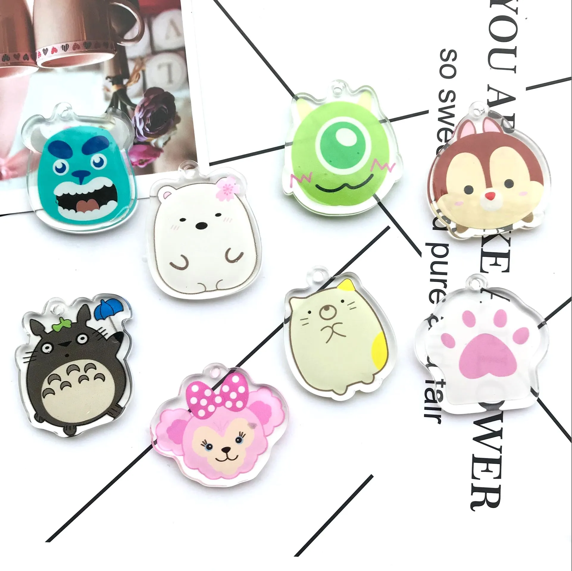 Бесплатная доставка! Акриловый мультяшный пластырь с плоской задней стороной