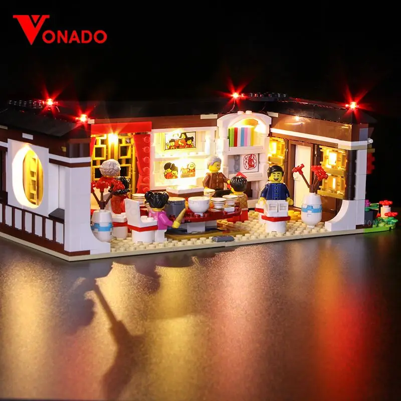 

Светодиодный светильник, совместимый с lego 80101, в канун китайского Нового года, набор светильников для ужина, только светильник, без блоков