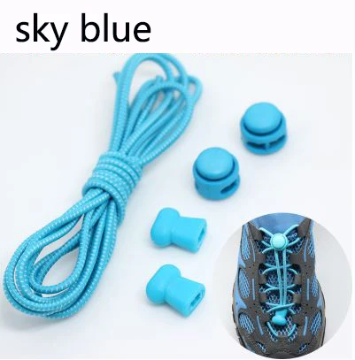 sky blue Низкая цена без шнурка фиксирующий башмак Шнурки тапки ленивые эластичные шнурки светящиеся шнурки для обуви Дети - Цвет: sky blue