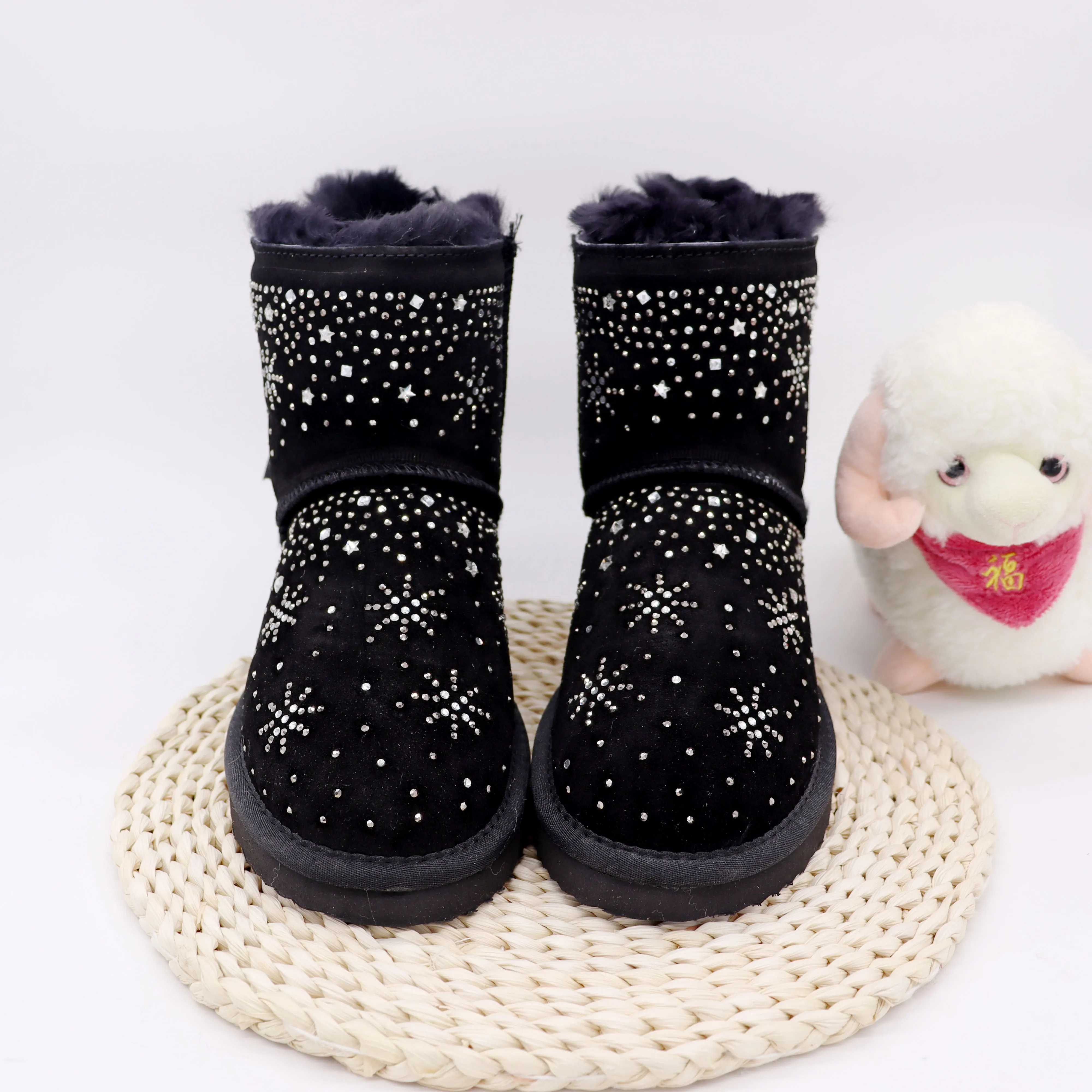 

100% Natural Fur Warm Winter Boots Women Shoes Brand Shoes Women Waterproof Genuine Cowhide Leather Snow Boots Women Boots