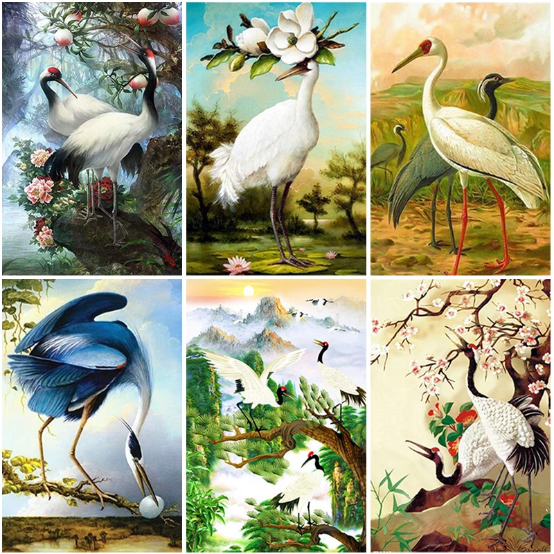 

Full Square Round Diamond Painting Red-crowned Crane Cross Stitch Diamond Mosaic Diamond Embroidery Pattern Rhinestone Wall Art