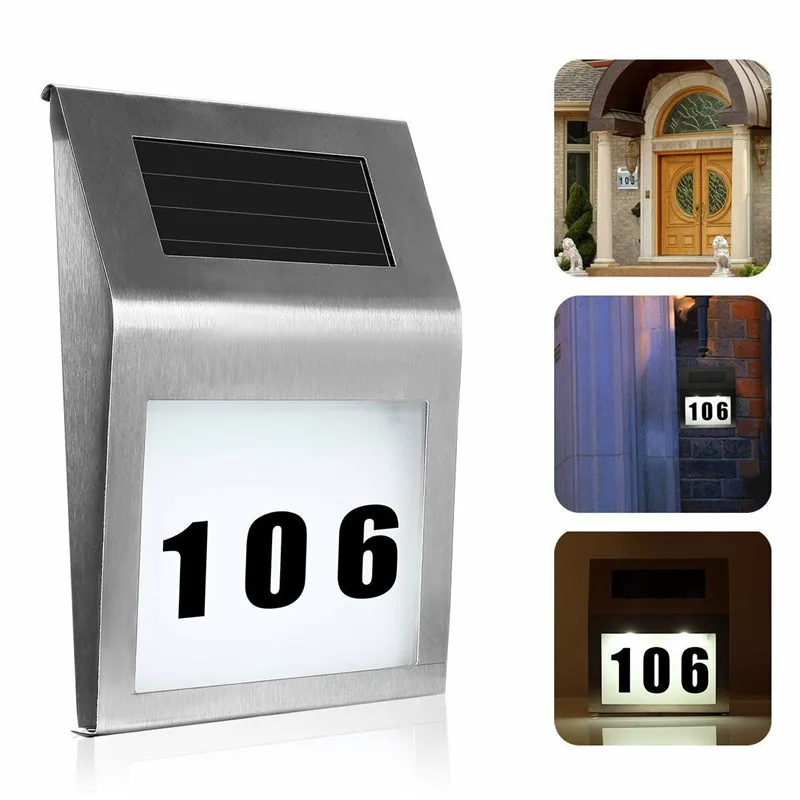 

Outdoor Solar Led Light Wall Light LED Doorplate Lamp Stainless Outdoor Apartment House Porch Numbers Light with Backlight