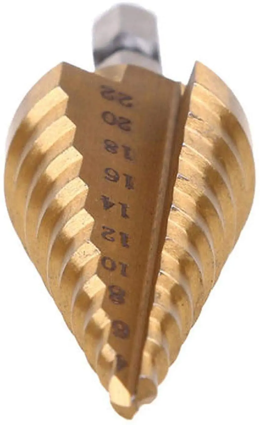 

Tool Drill Step Titanium Speed Coated Steel Cone Hole Cutter 4-22mm High Bit Hex drill, 4-22MM