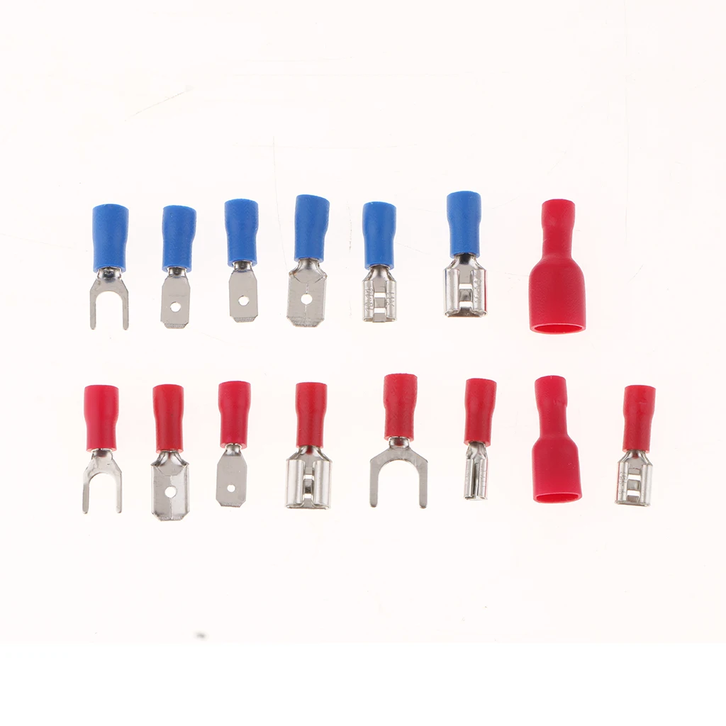 

140 Insulated Electrical Wire Solderless Terminals Crimp Connectors Spade Assortment Kit Marine & Automotive Grade