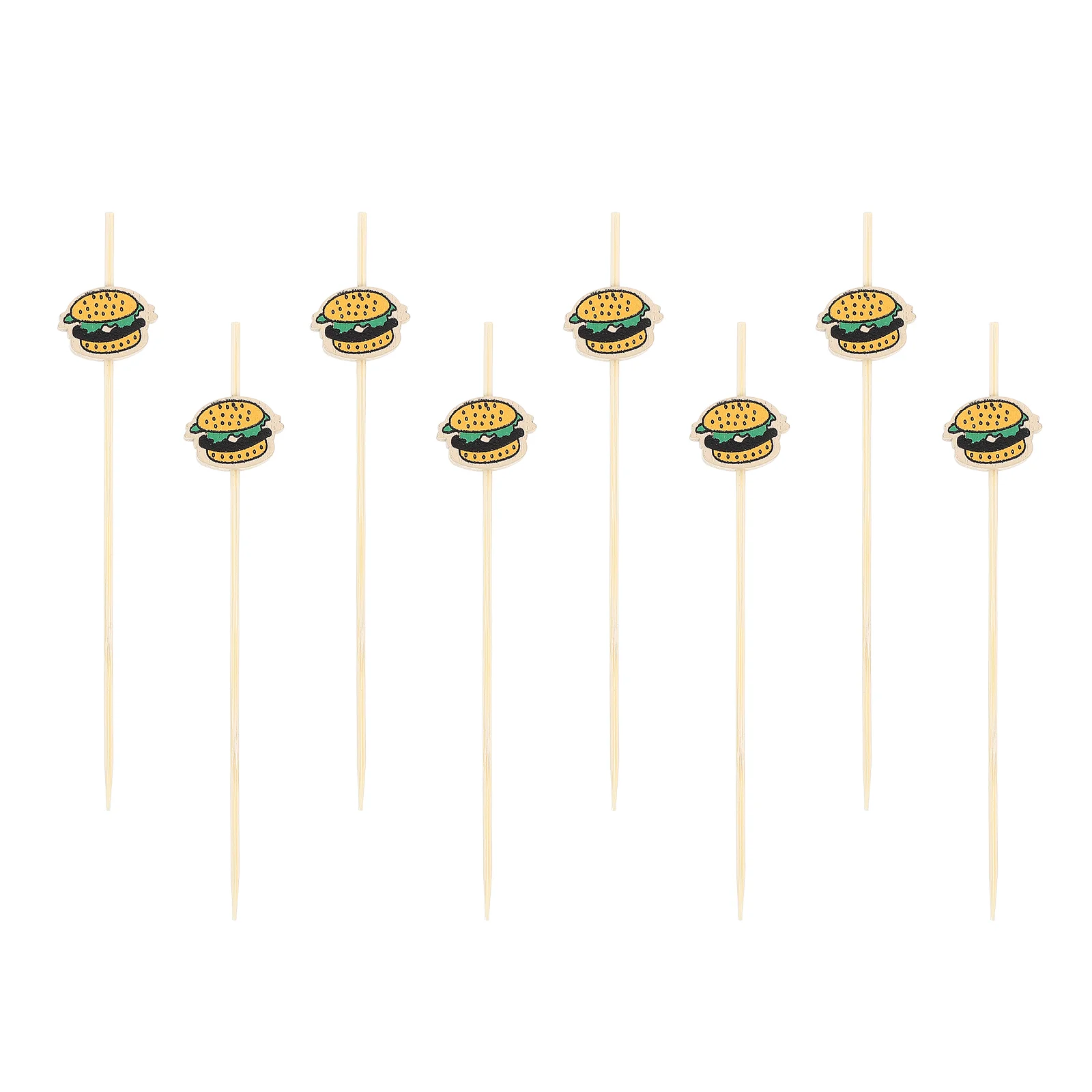 

100pcs Decorative Cocktail Picks Creative Fruit Toothpicks Burger Shaped Sticks