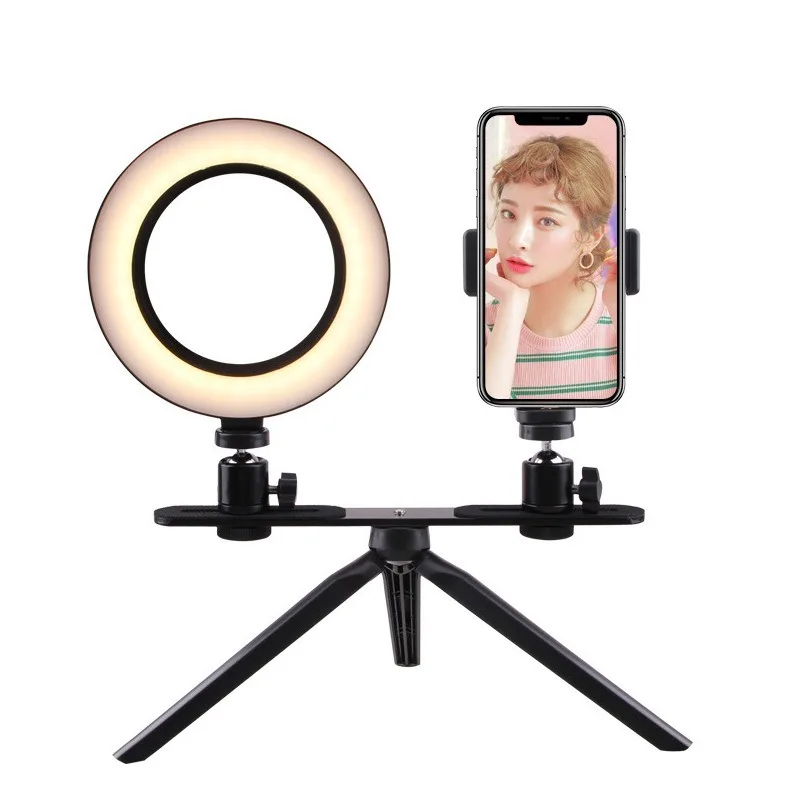 Led Selfie Ring Light with Desktop Tripod Mobile Phone Clip Beauty Fill Circle Photography Video Continuous Lighting Set | Электроника