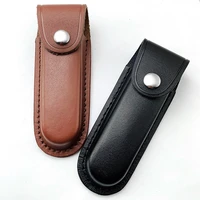 1pc 2 sizes cowhide leather folding knife sheath small military knives pliers scabbard case waist belt with buckle pocket bag