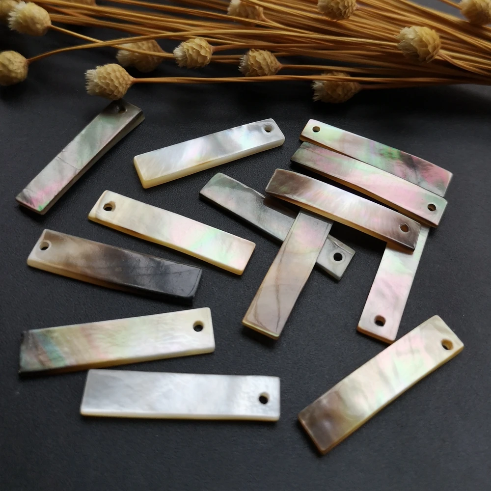 

100 шт./лот 6x27 мм натуральная черная прямоугольная перламутровая раковина для самодельных ювелирных изделий, прямоугольная швабра, жемчужна...