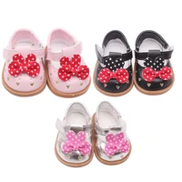 fashion round head pu leather dot bow knot shoes doll shoes for 18 american doll 43cm baby doll accessories kids girl gift toy