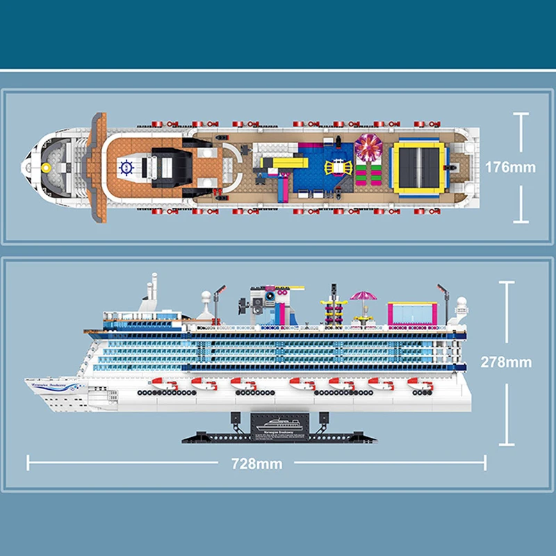 

QUNLONG City Ship Creator Expert Ocean Exploration Cruise Ship Set Model Building Blocks Bricks City Boat Toys For Children Gift