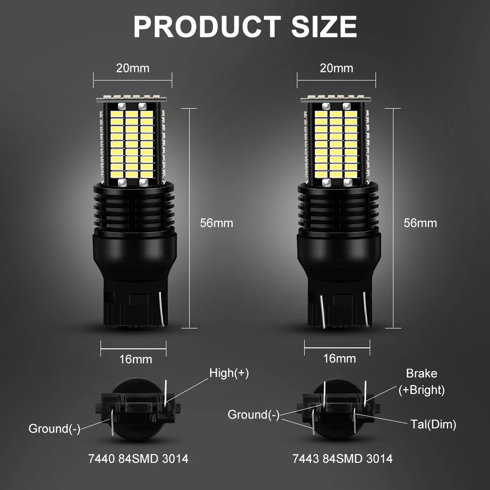 Светодиодная лампа T20 W21/5W 7443 7440 W21W 84SMD 3014 чипы автомобиля светодиодная