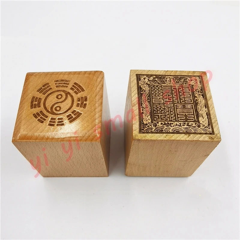 

Taoist seal, double dragon, seal script, Taoist Scripture Shibao seal, peach wood, single side seal, 5cm Taoist magic weapon