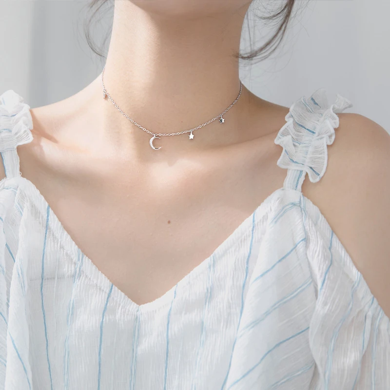 Ожерелье Modian Луна и звезды подвеска чокер ожерелье классическое роскошное из