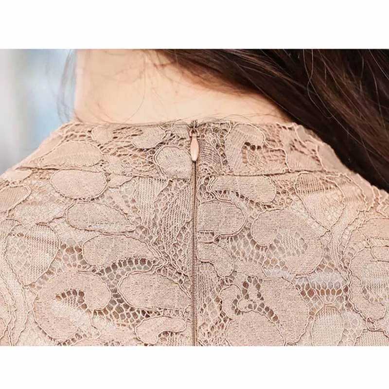 Женское ажурное кружевное платье с длинным рукавом весна-осень элегантный