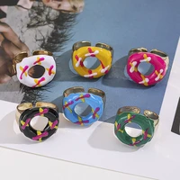 wholesale jewelry new colorful ring for women glossy dripping y2k cute donut finger rings exquisite trend jewelry
