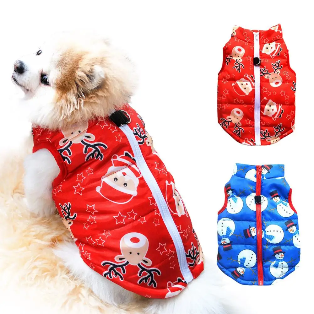 

Dog Sleeveless Zipper Vest For Christmas Autumn Winter Warm Coat With Leash Ring Jacket Festive Clothing Supplies Accessories
