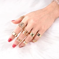 u7 9 pcs knuckle ring set for women girls gold vintage hollow carving adjustable boho style stackable statement rings r1025