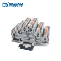 50pcs pt2 5 3l triple level electrical connector 3 layer feed through wire terminals push in din rail terminal block pt 2 5 3l