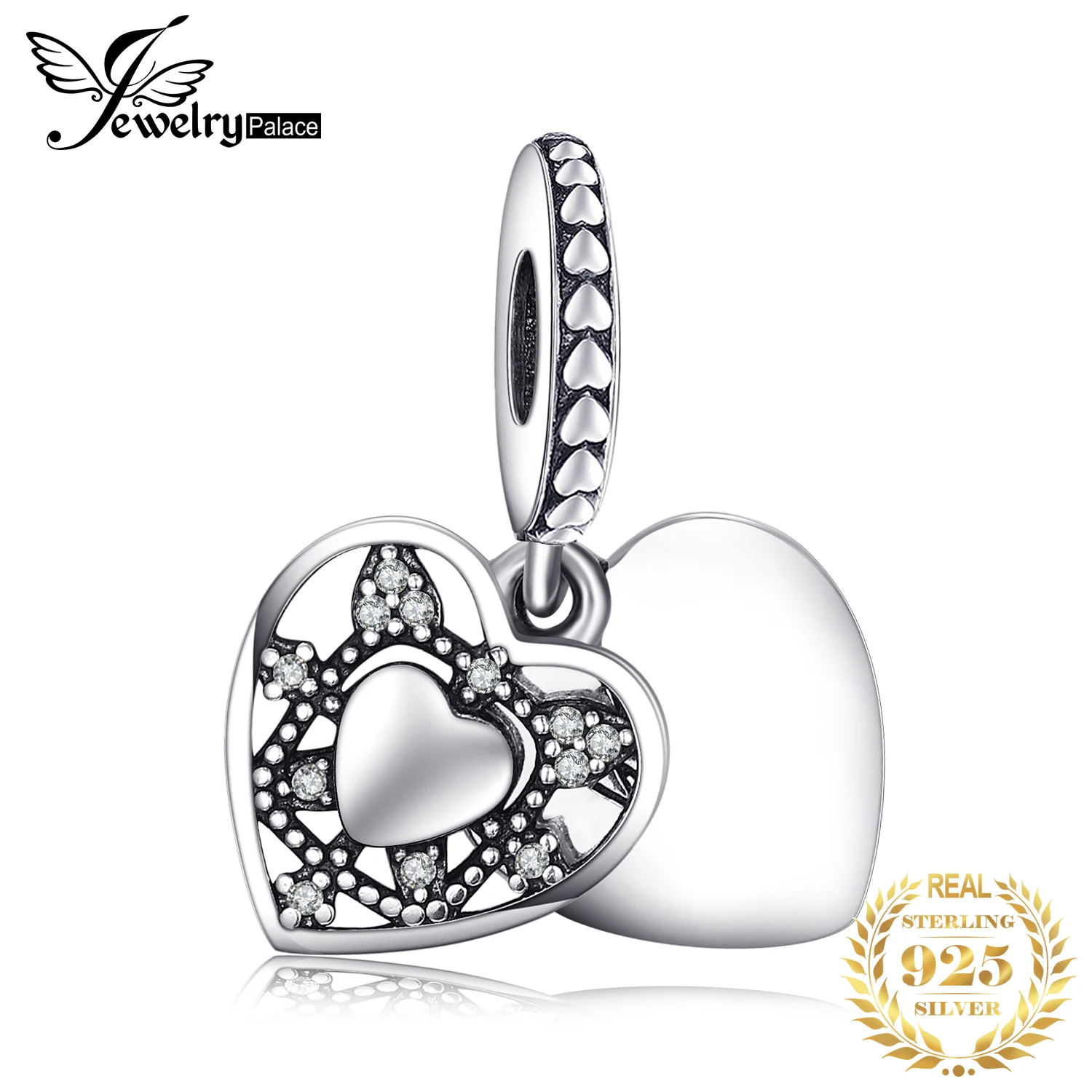 Jewelrypalace стерлингового серебра 925 Сердце идут на белый муранского Стекло Шарм