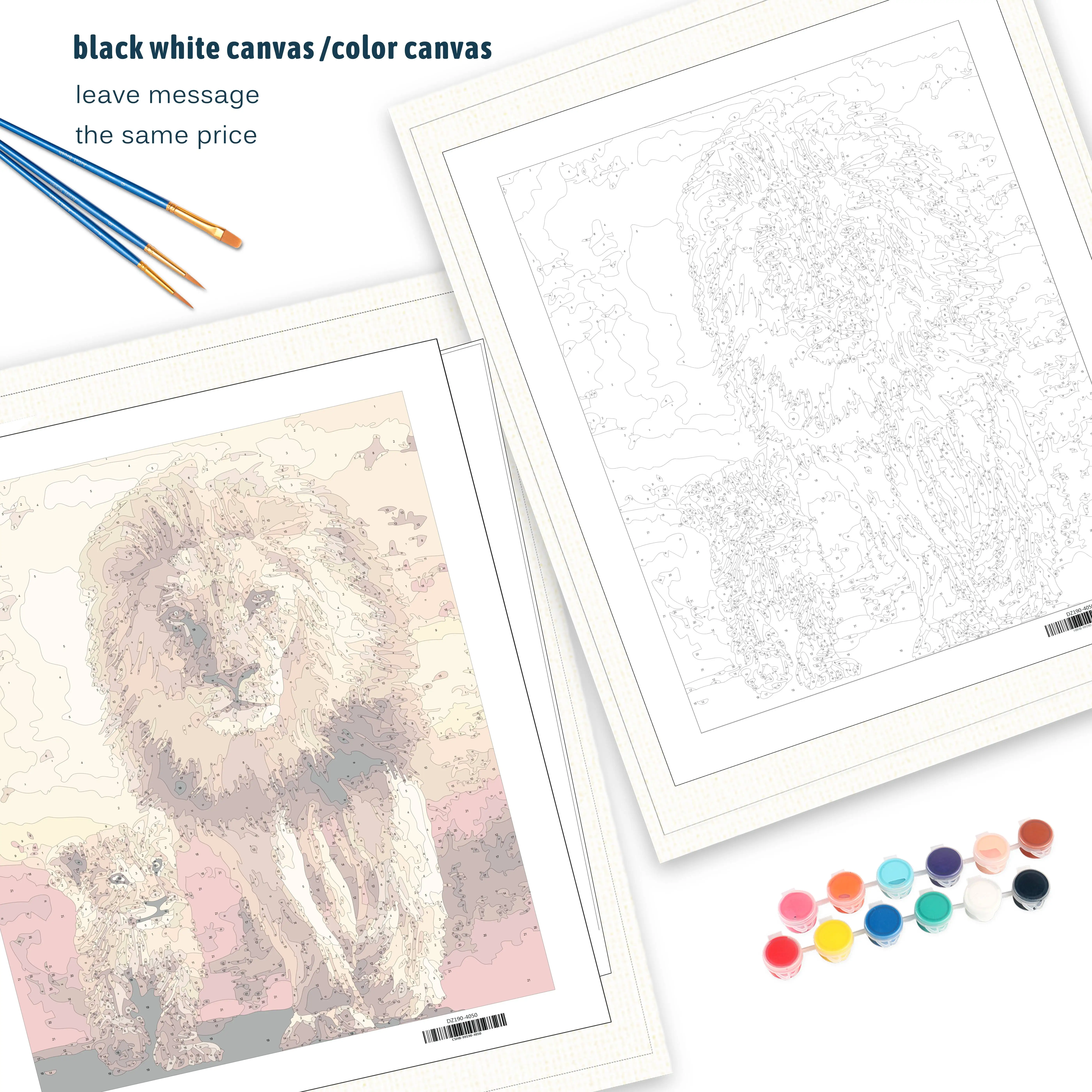 Набор для рисования по номерам на холсте львы без рамки | Дом и сад