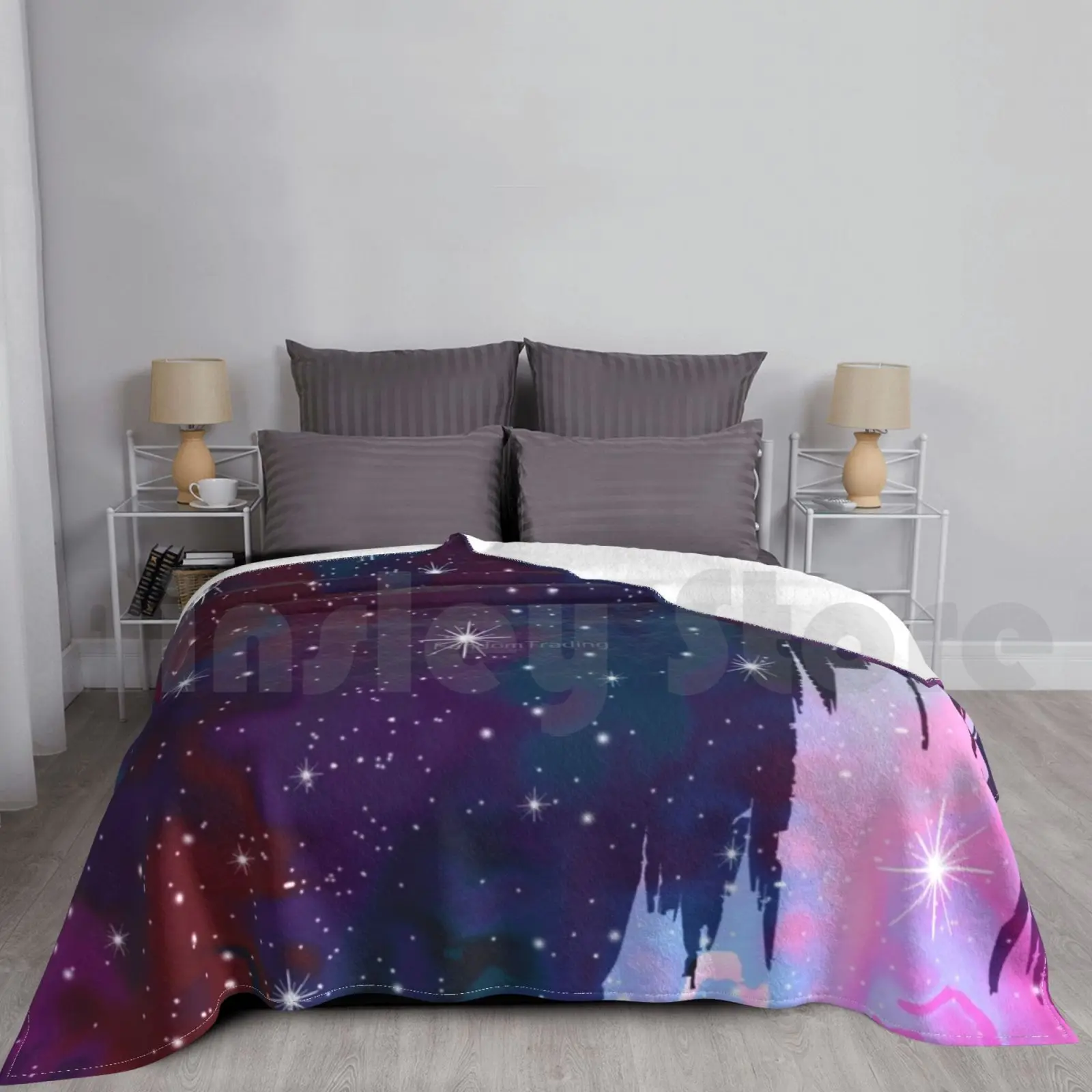 

Магический замок силуэт пространство одеяло для дивана кровати путешествия психоделический абстрактный волшебный замок Волшебное Королевство