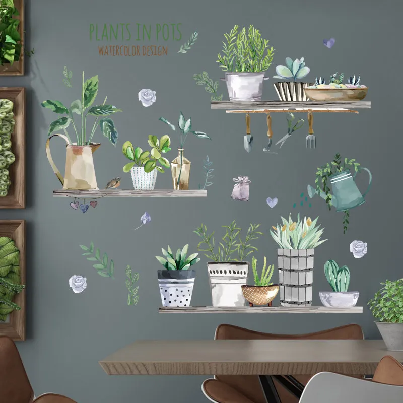 

Скандинавский стиль растительные наклейки на стену в горшке Декор для гостиной Diy бонсай наклейки на стену виниловый Декор Diy настенная худ...