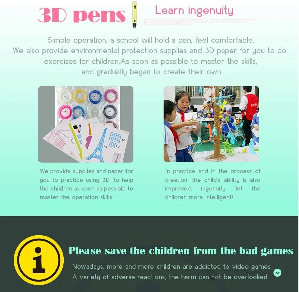 

3D Pen RP300A DIY 3D Printing Pen Creative Toy 3D Drawing Pen Gift For Children Design Drawing Christmas Gift