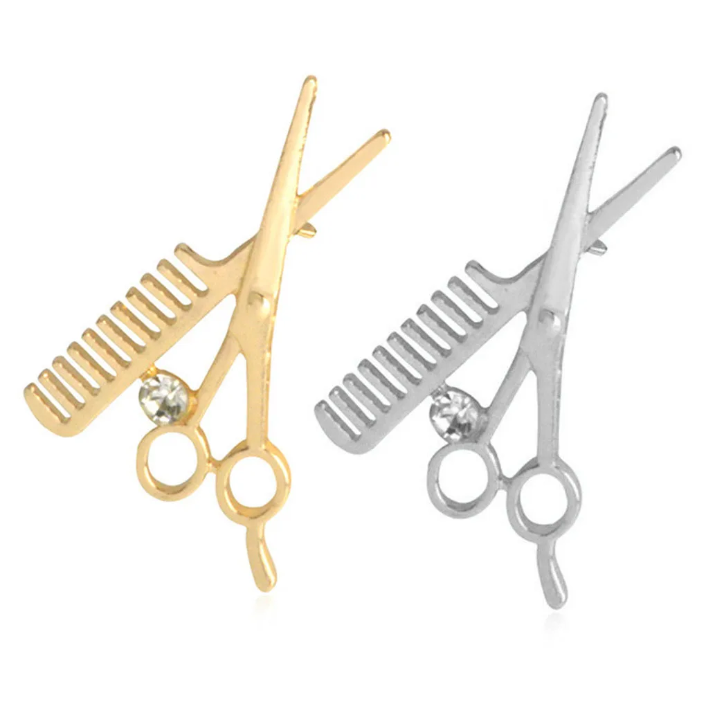 Хрустальная расческа брошь в виде ножниц зажимы для воротника шляпы булавки