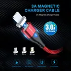 FLOVEME 3A Магнитный USB кабель type C Micro 3 в 1 кабель для iPhone кабели 2 м светодиодный кабель быстрой зарядки для samsung кабель зарядного устройства Антиразрушенная сетка для iphone 7 6 для Huawei Samsung Xiaomi