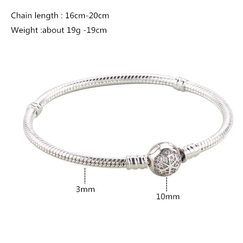 

Buyee 925 Sterling Silver Classic Female Bracelet 16-20cm Length Love and Snowflake Pattern for Women Party Wedding Jewelry