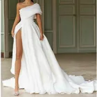 Сексуальные свадебные платья на одно плечо с искусственными элементами, богемное свадебное платье с высоким разрезом, пляжная одежда, vestido de noiva