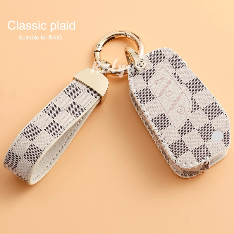 

Leather Car Remote Key Cover Case Shell For Baic Senova X25 X35 X55 X65 D50 For Changhe Q25 Q35 A6 Auto Accessories
