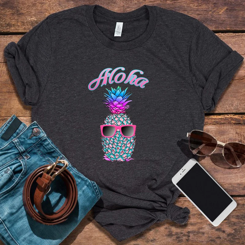 

Aloha крутая мужская одежда с ананасом, Гавайские Графические футболки 2021, рождественские пляжные топы для отпуска, белая футболка с графичес...