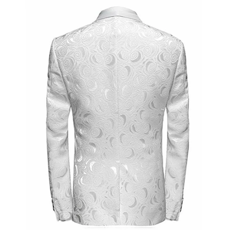 White One Button Men Suit Jacquard with Pants Tuxedo Shawl Collar Man Wedding Custom Made Two Pieces (Jacket+Pants) | Свадьбы и