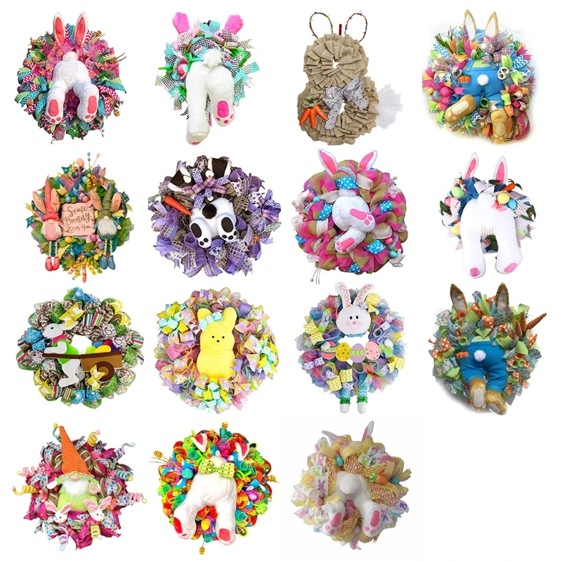 

Easter Bunny Door Hanging Pendant Rabbit Wreath Garland Home Decoration Farmhouse Wedding Ornament