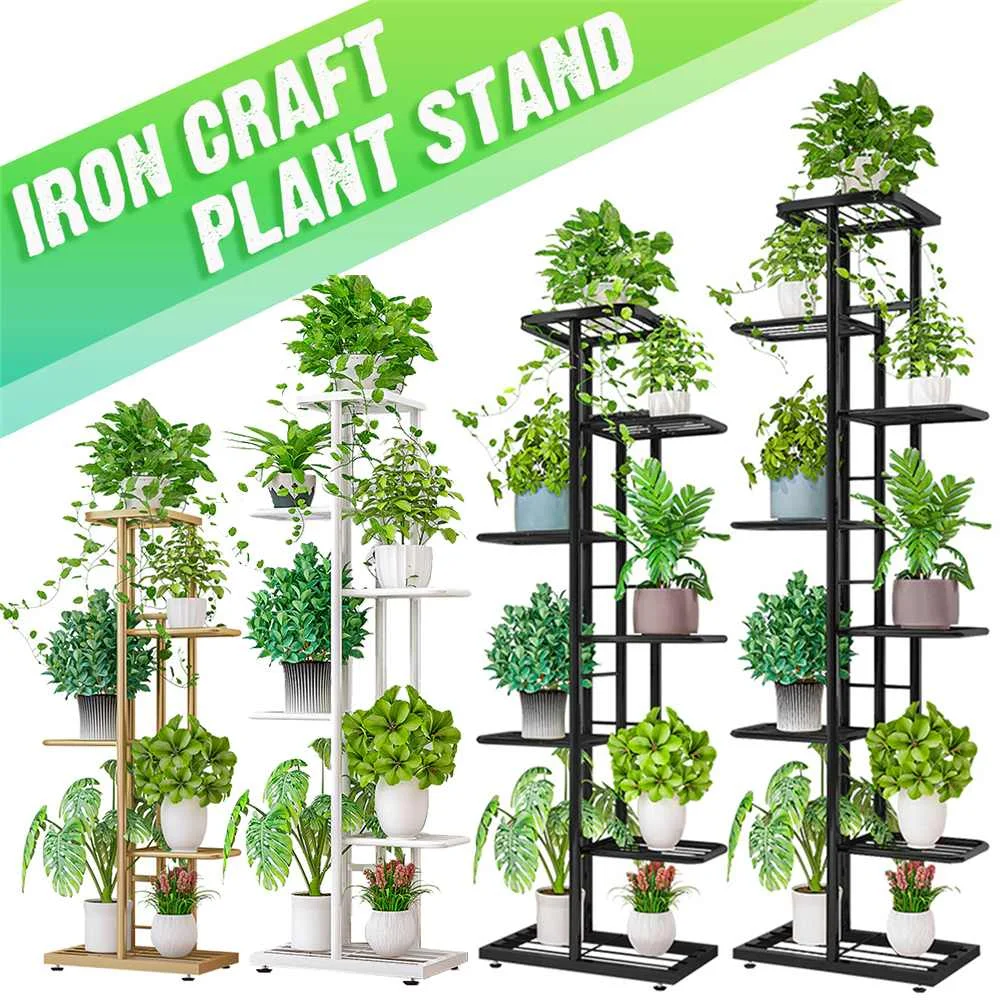 

5/6/7/8Layers Plant Shelves Iron Potted Flower Plant Stand Rack Multiple Flower Pot Holder Shelf Indoor Outdoor Planter Display