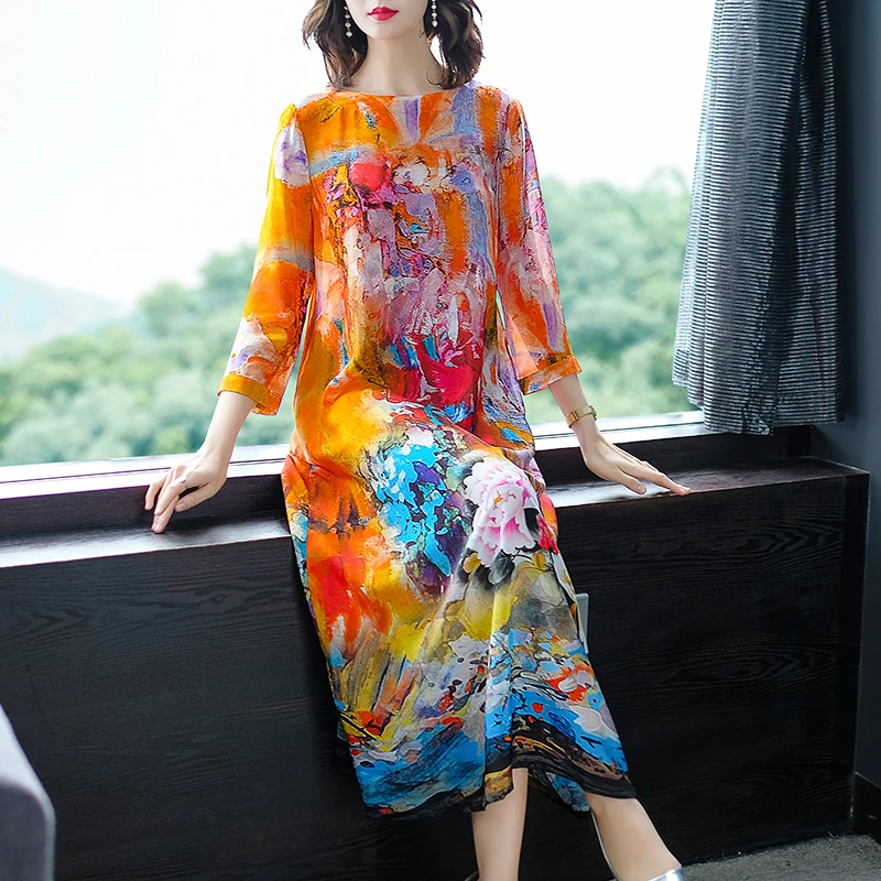 Модное женское платье с принтом летнее в европейском и американском стиле из
