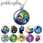 Disney наизнанку радость и грусть гнев страх круглые стеклянные кабошоны разрисованные изделия из стекла с серебряным покрытиемКристалл ожерелья с подвесками, ювелирное изделие, подарок